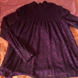 Cable & Gauge Deep Purple Lace Blouse